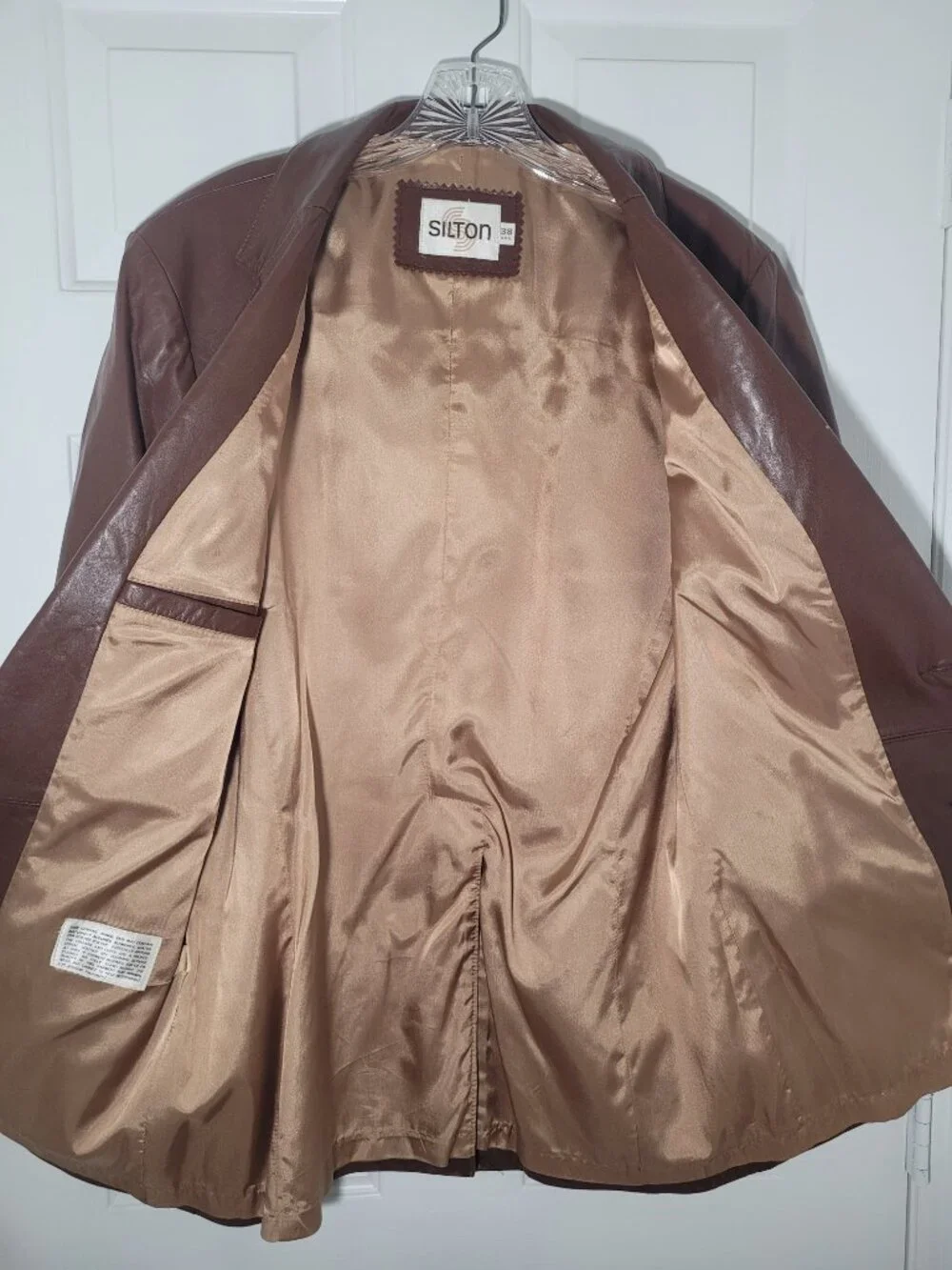 Vintage Silton Genuine Leather Blazer Brown Leather Jacket Size 38 Tailored